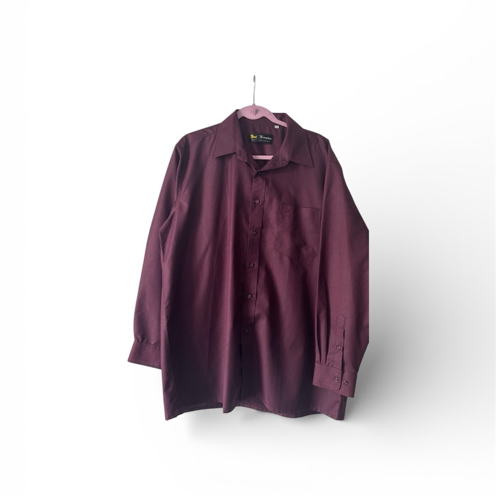 Elegant Maroon Button-Down Shirt for Men size L size 16-16.5